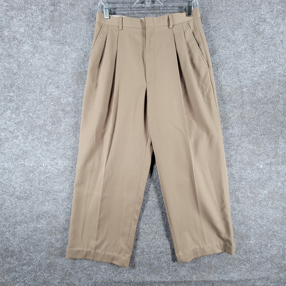 J.A. Besner Chino Pants Mens 30 Beige Pleated High Rise Comfort Classic Business
